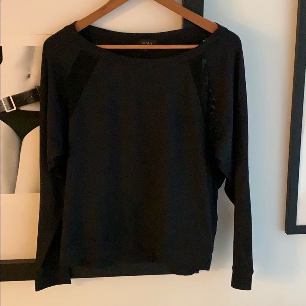 Alala Black Long Sleeve Top w/Mesh Inserts Size M